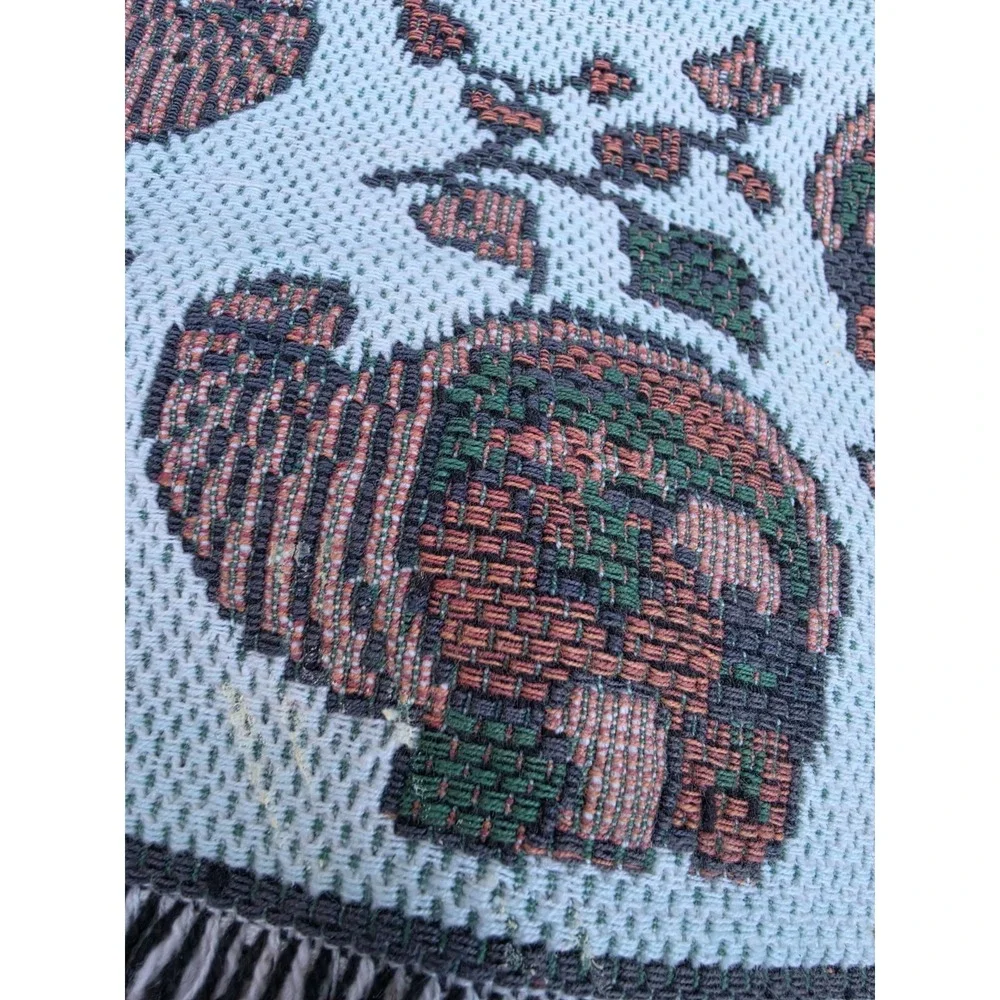 Thanksgiving Harvest Table Runner 12x68 Reversible Woven Tapestry Fringe Fall